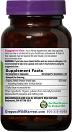 Close up of Oregon's Wild Harvest Nettle supplement label