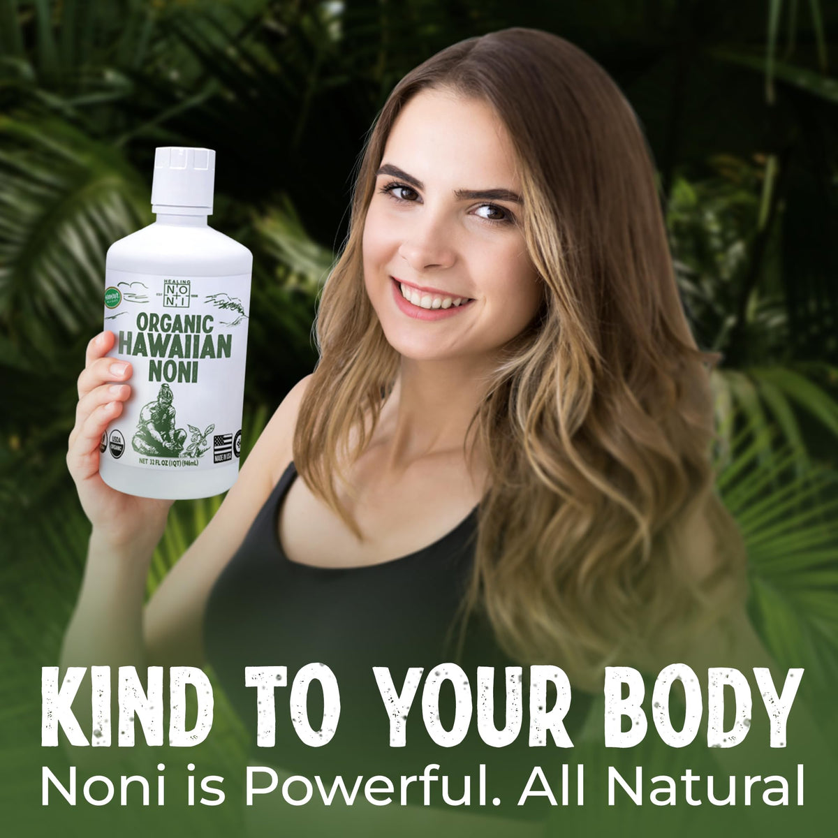 Authentic USA imported Healing Noni liquid wellness shot bottle for digestive health benefits