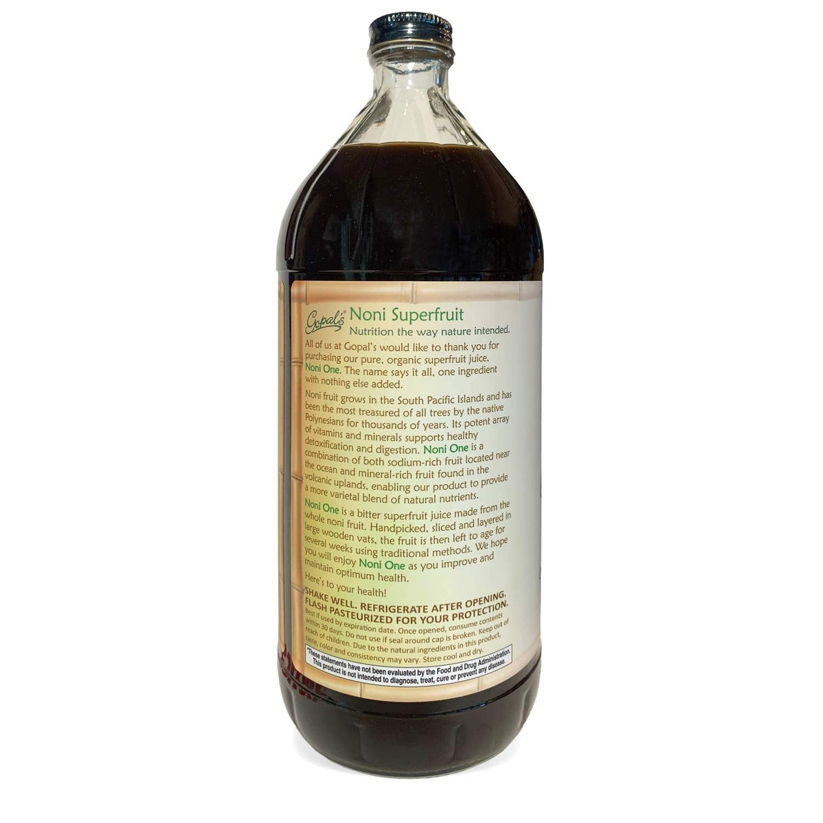 Gluten free and vegan certified noni juice bottle for health support