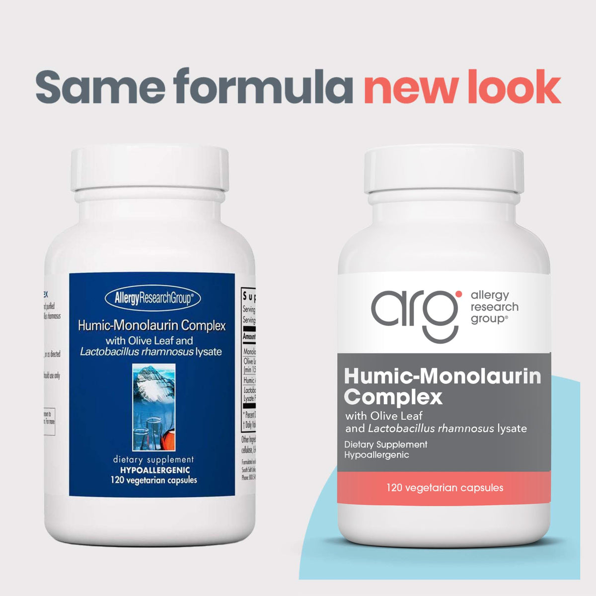 Hypoallergenic vegetarian capsules of Humic Monolaurin showing clean formulation