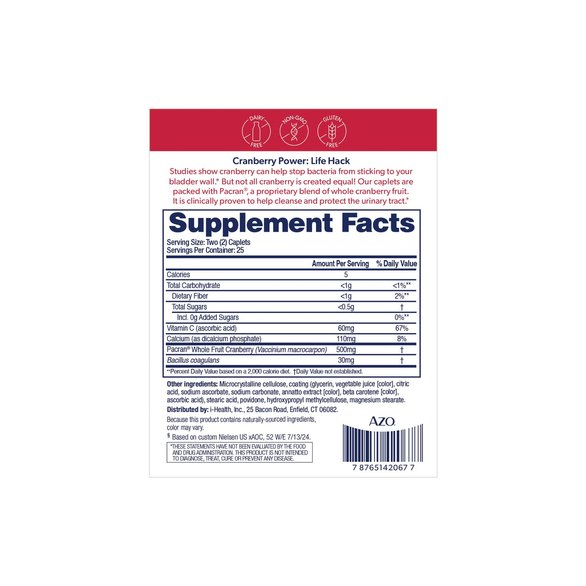Authentic imported sugar free cranberry pills bottle for daily urinary care.