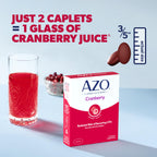 Close up of sugar free AZO cranberry daily wellness dietary caplets.