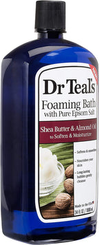 Dr Teal's Moisturizing Shea Butter and Almond Oil bubble bath bottle for dry skin hydration