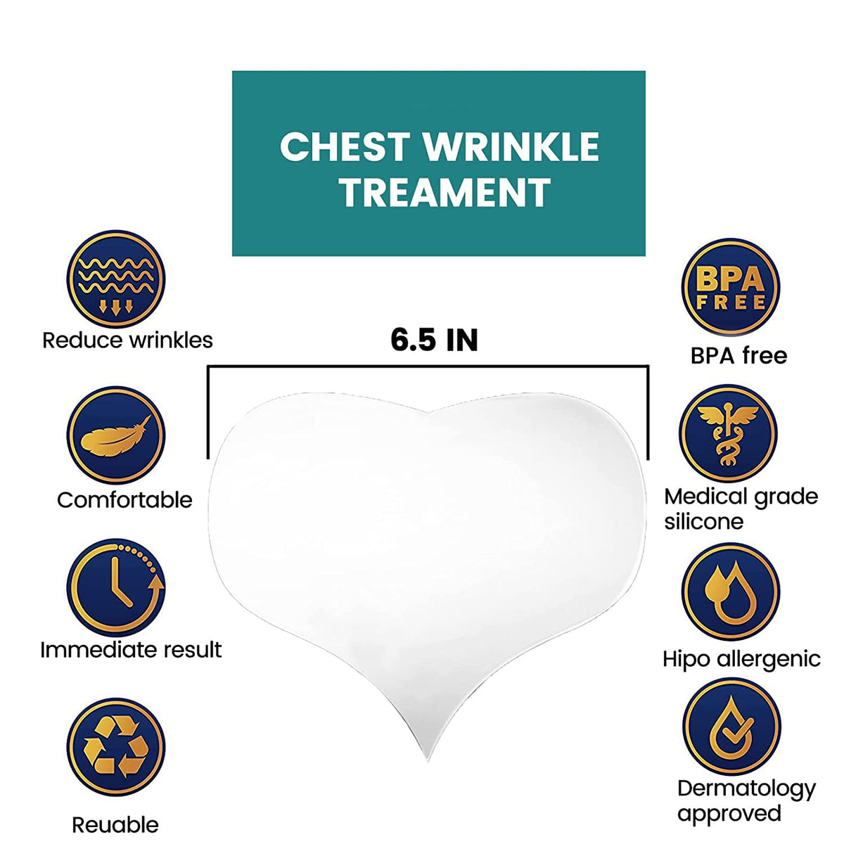 Reusable anti wrinkle silicone chest patches on skin
