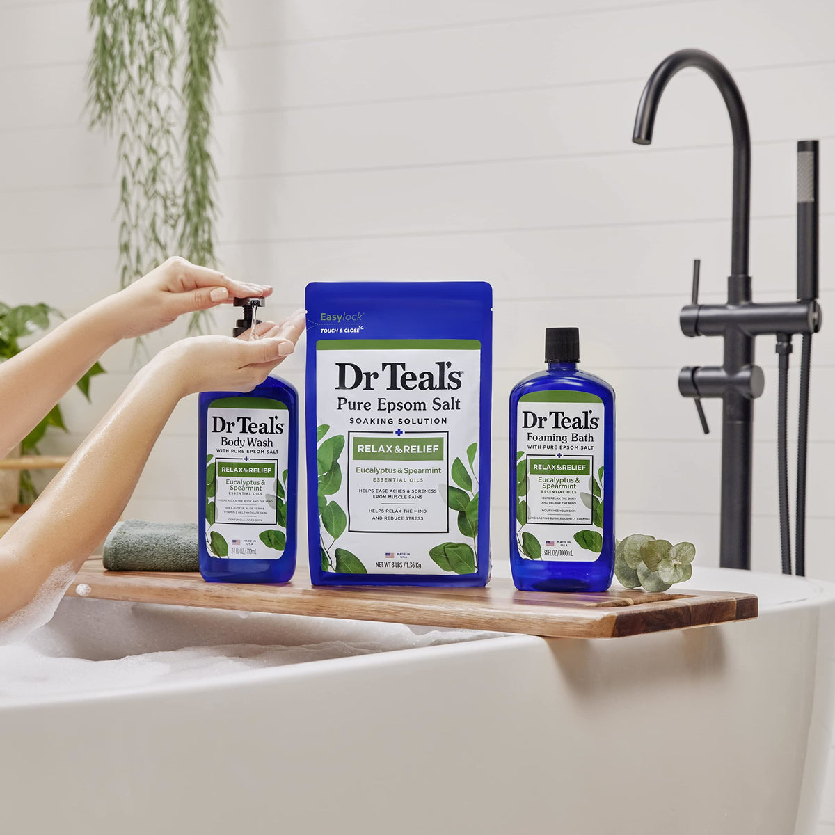 Dr Teal's magnesium sulfate foaming bath back label details