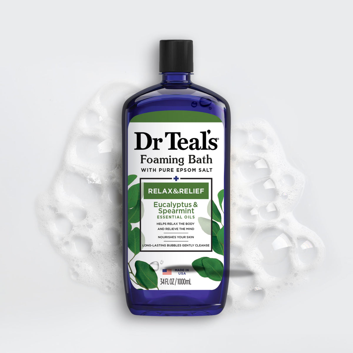 Authentic Dr Teal's relaxation foaming bath pour shot