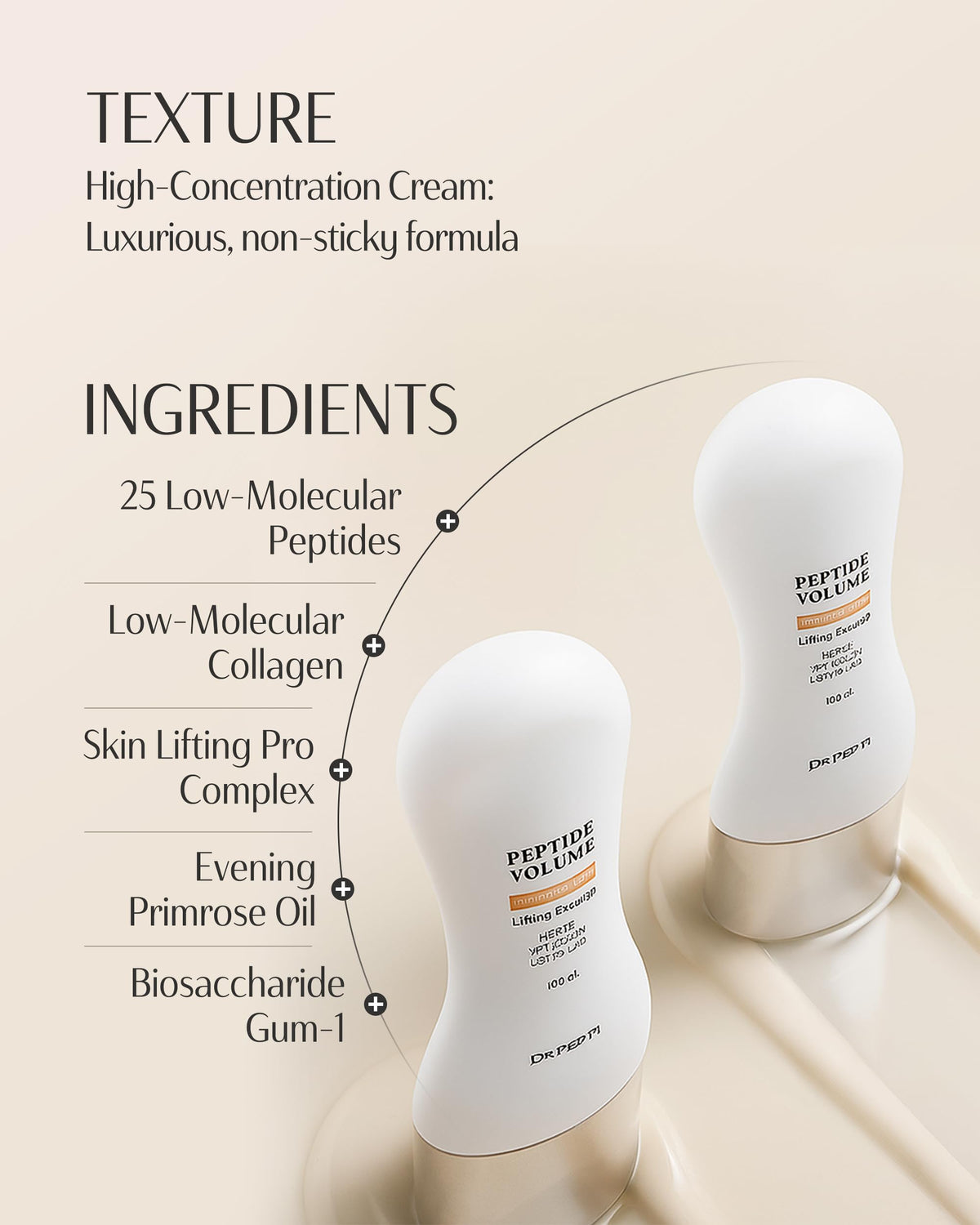 Dr. Pepti 2-in-1 age defying neck cream product label