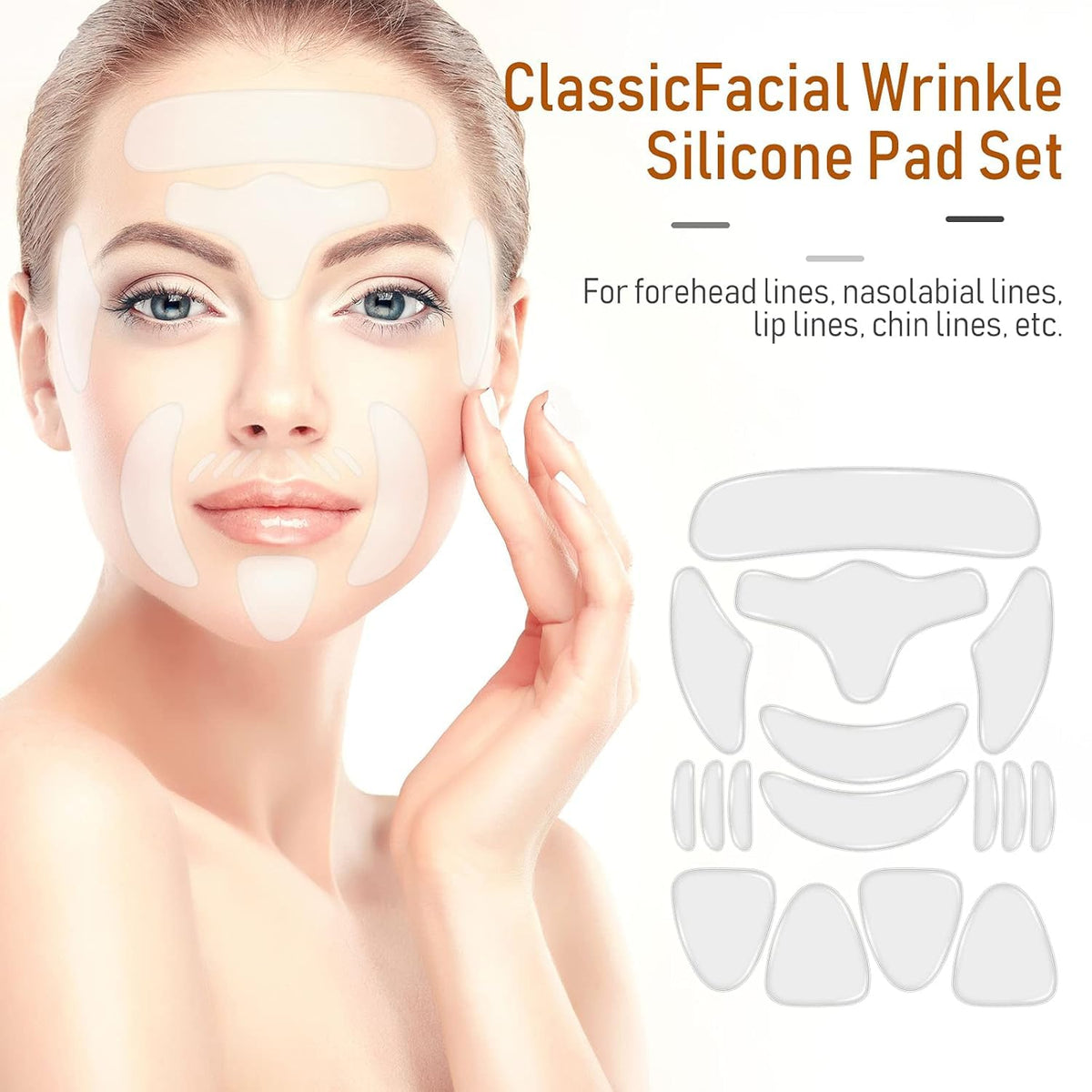 Forehead and eye silicone patches applied on skin