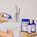Dr Teal's Soothe and Sleep bubble bath set displaying cruelty free and paraben free logos
