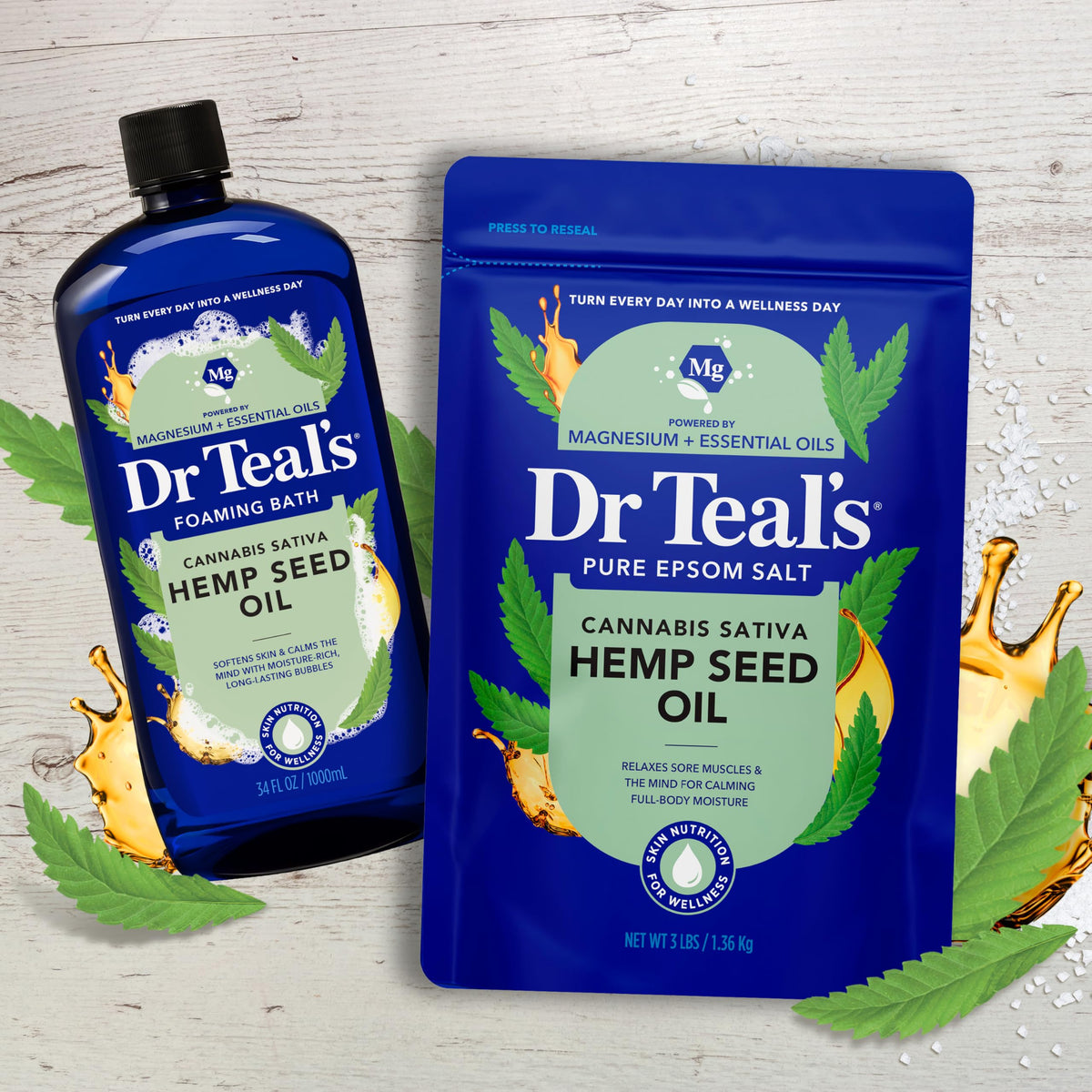 Mixing Dr Teal's cannabis sativa salt soak with body wash for skin exfoliation