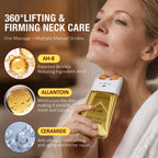 Applying moisturizing neck firming cream on the chest and jawline area
