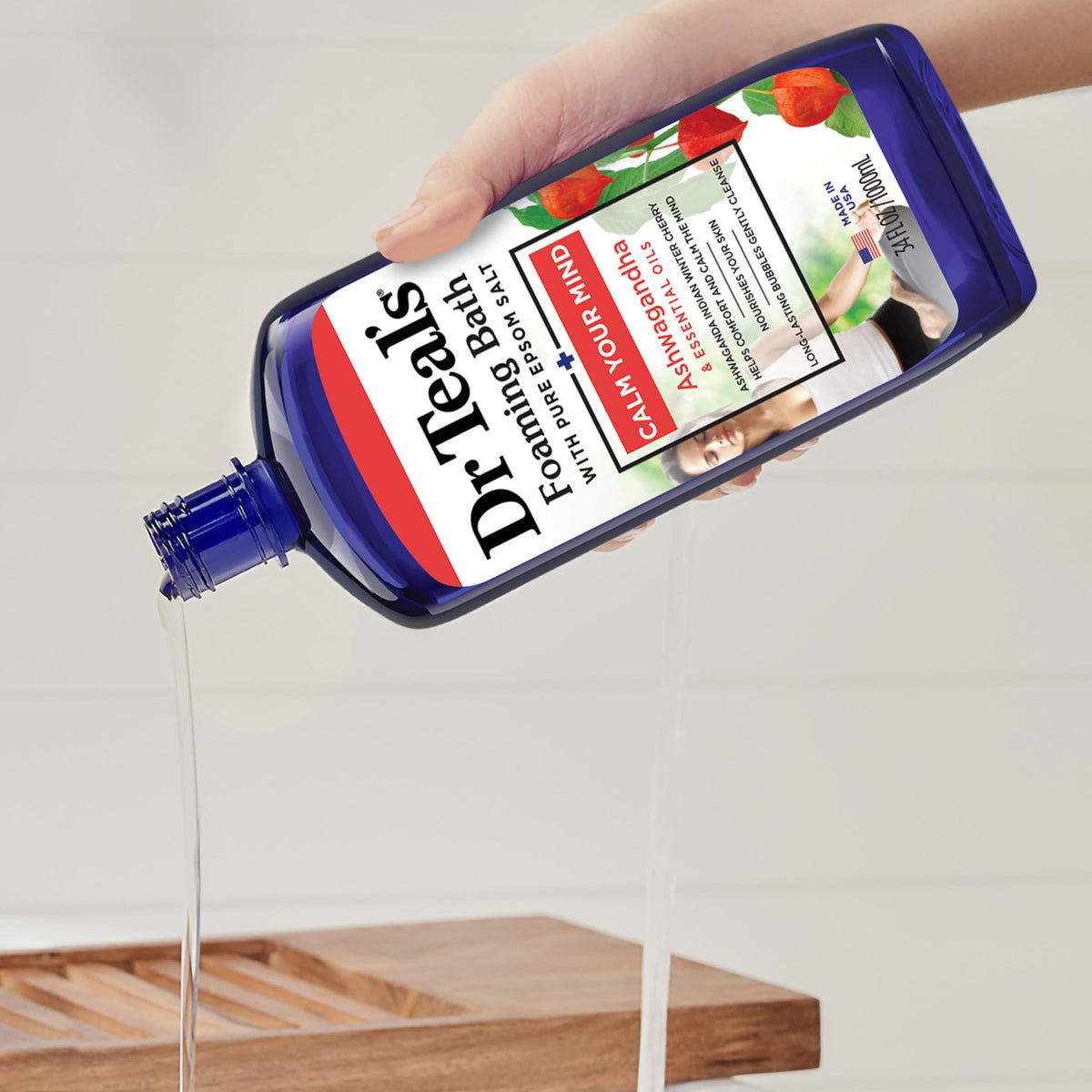 Dr Teal's luxury home spa bubble bath formula for Indian winter cherry scent