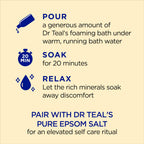 Dr Teal's pure Epsom salt foaming bath with lemon balm and essential oils multi bottle setup.