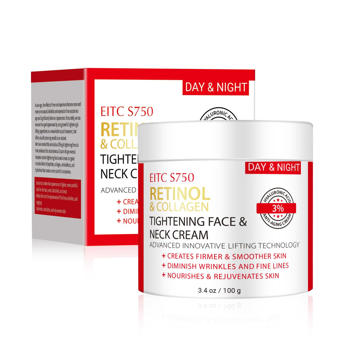 Close up of face and neck cream jar