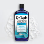 Close up of Dr Teal's thirty four fluid ounce mineral bath soak packaging