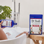 Luxurious home spa setup featuring Dr Teal's magnesium sulfate foaming bath