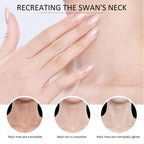 PEAQ neck and chest firming lotion demonstrating the mess-free roller design on skin.