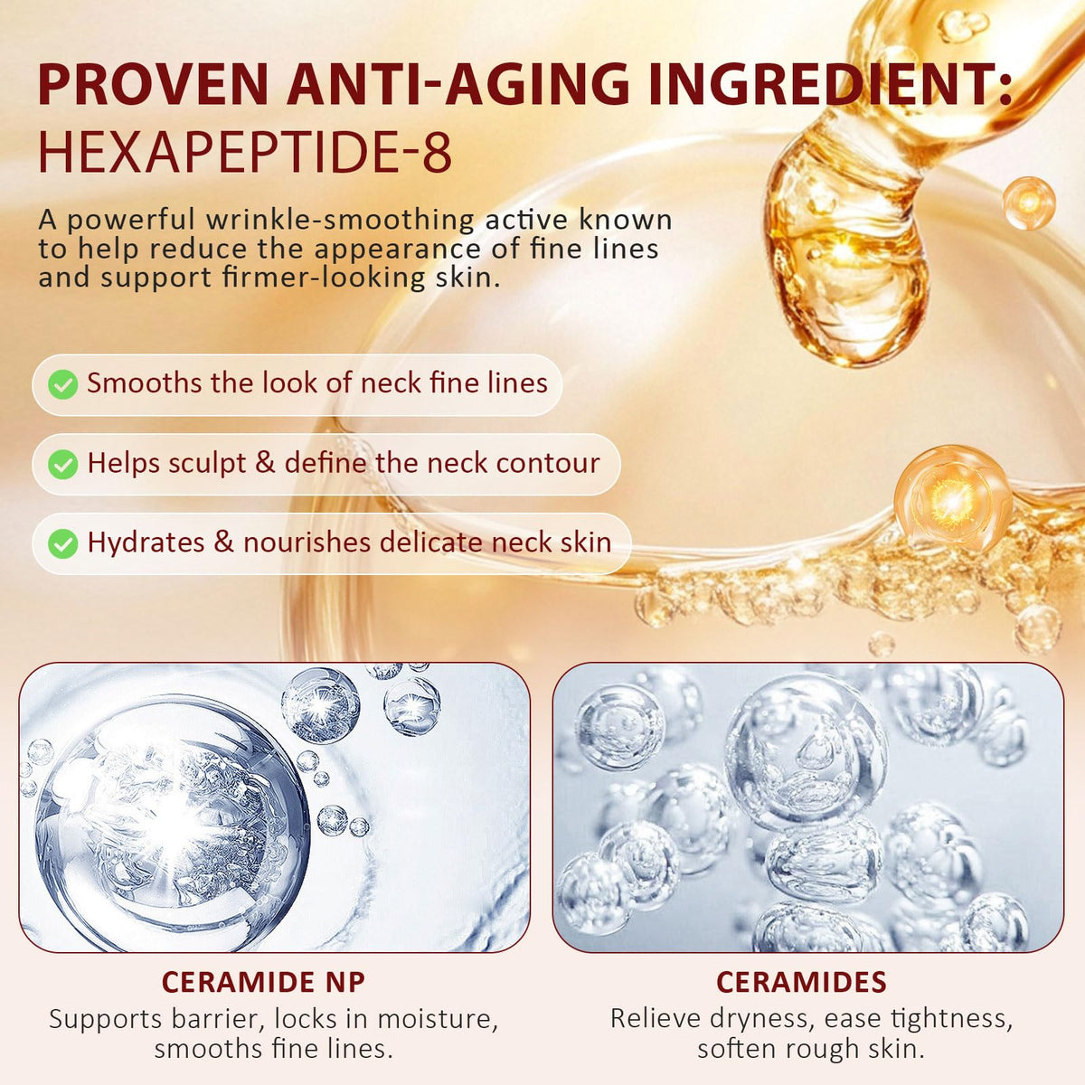 PEAQ authentic USA imported beauty care product for smoothing turkey neck and fine wrinkles.