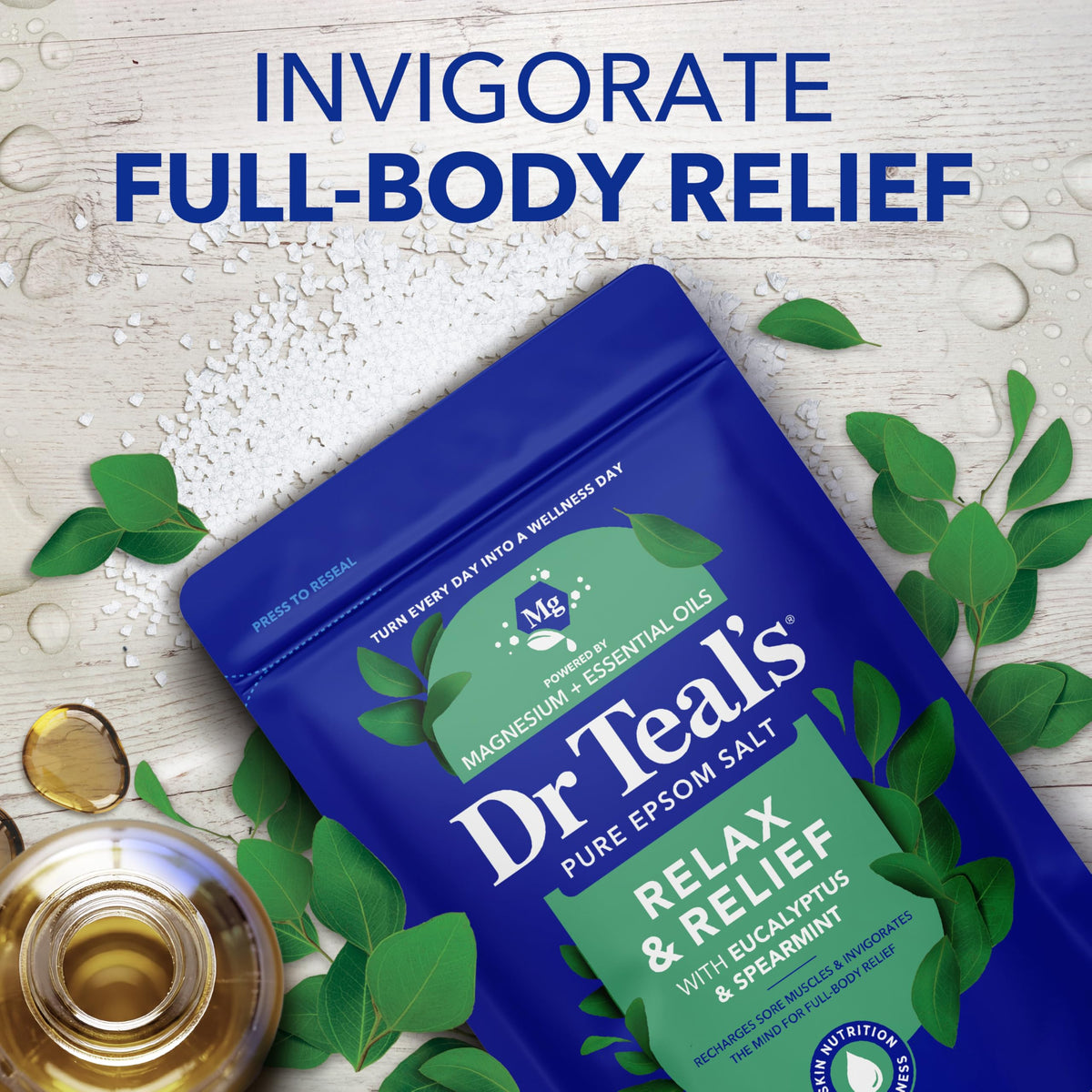 Dr Teal's Pure Epsom Salt three pound bag ingredients list close up