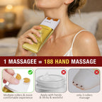 Model applying AH8 neck cream with roller on neck