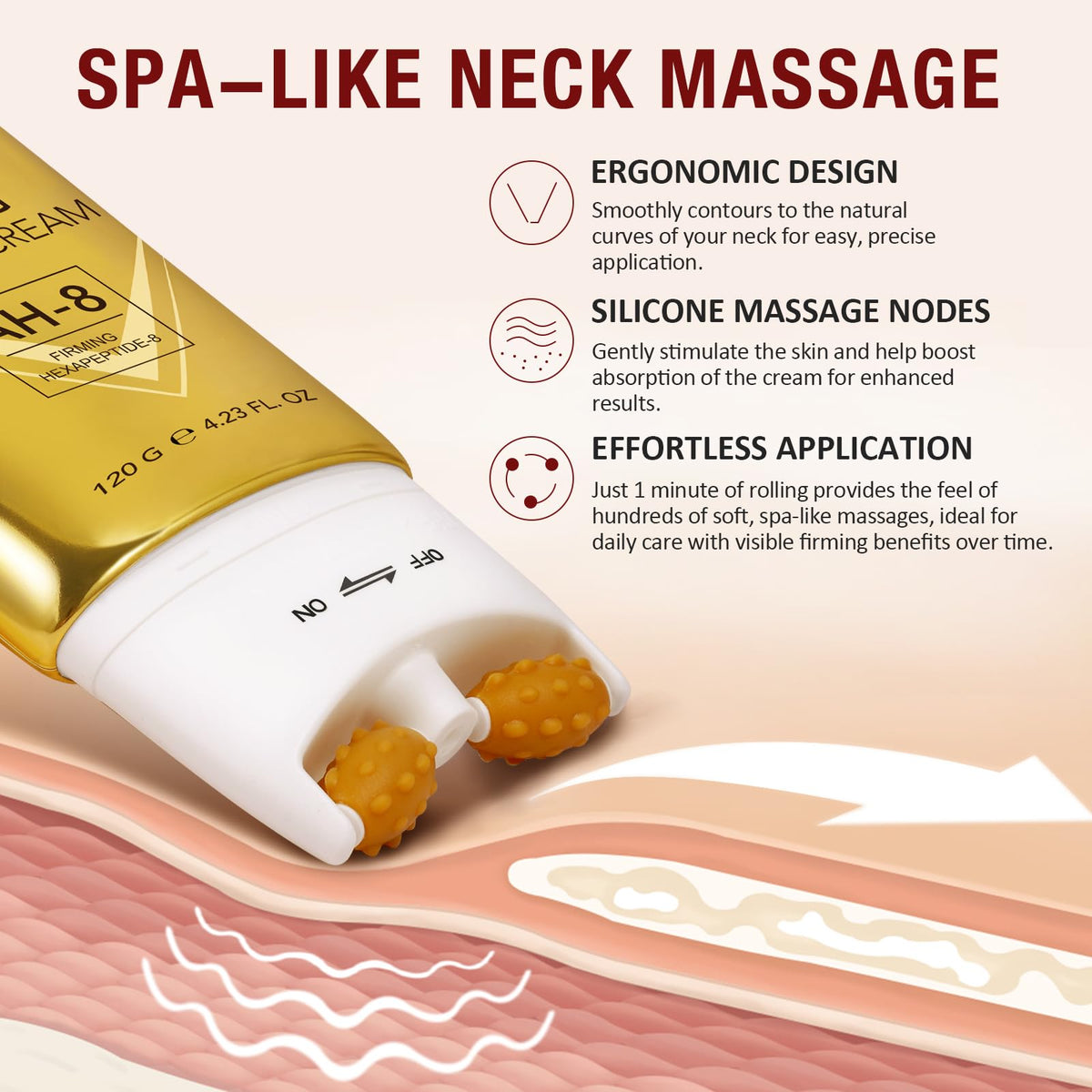 Instructions for using AH8 firming neck cream