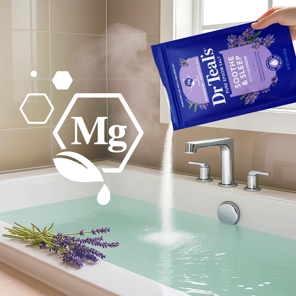 Premium imported USA beauty and personal care calming bath salts package back label