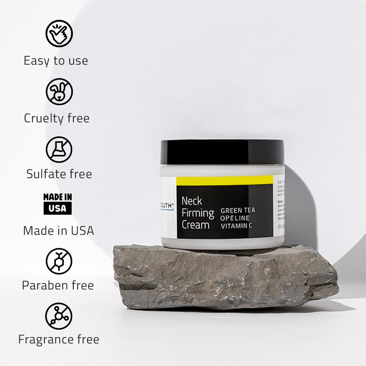 Yeouth Vitamin C firming cream jar held in hand for scale
