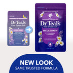 Back packaging of Dr Teal's Epsom salt showing ingredients list and bedtime directions