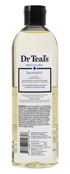 Dr Teal's Soothe and Sleep lavender body oil back label displaying ingredients and directions.