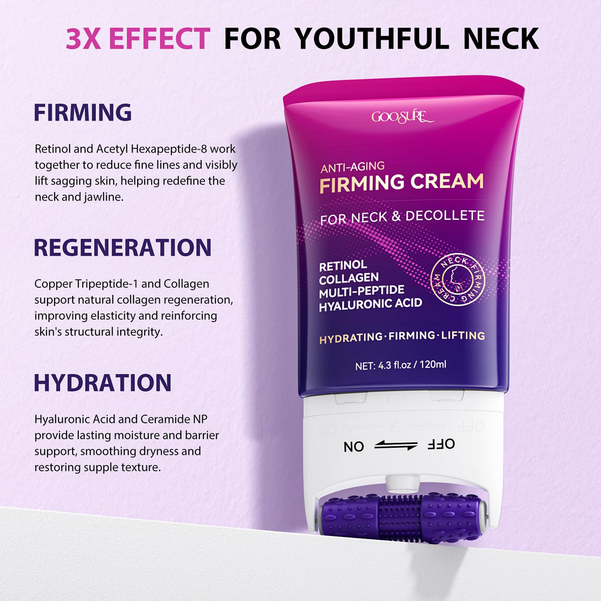 Goosure firming cream for neck and chest product box packaging