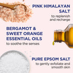 Dr Teal's Restore and Replenish body scrub container highlighting the pure Epsom salt and essential oils blend