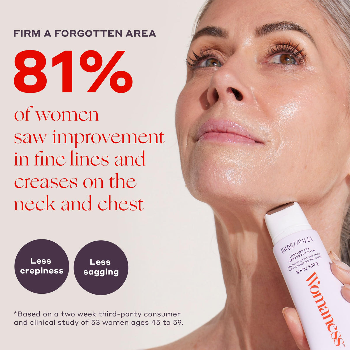 Womaness neck serum with cooling roller applicator