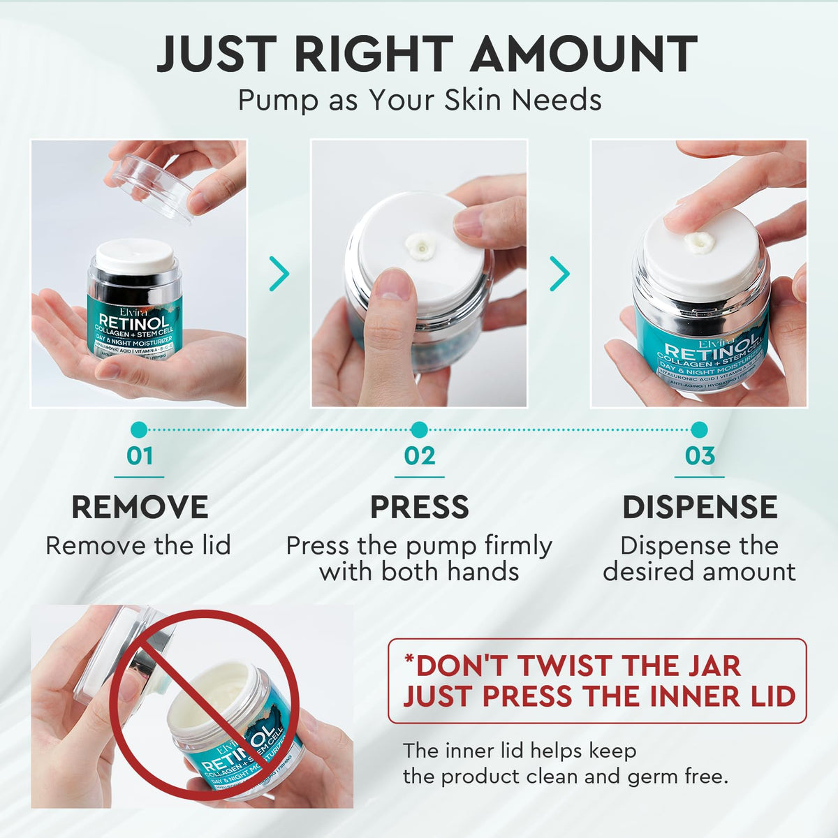 Instructions for using Elvira retinol firming moisturizer