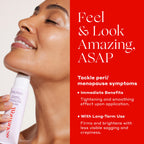 Close up of Womaness Let’s Neck serum bottle and roller