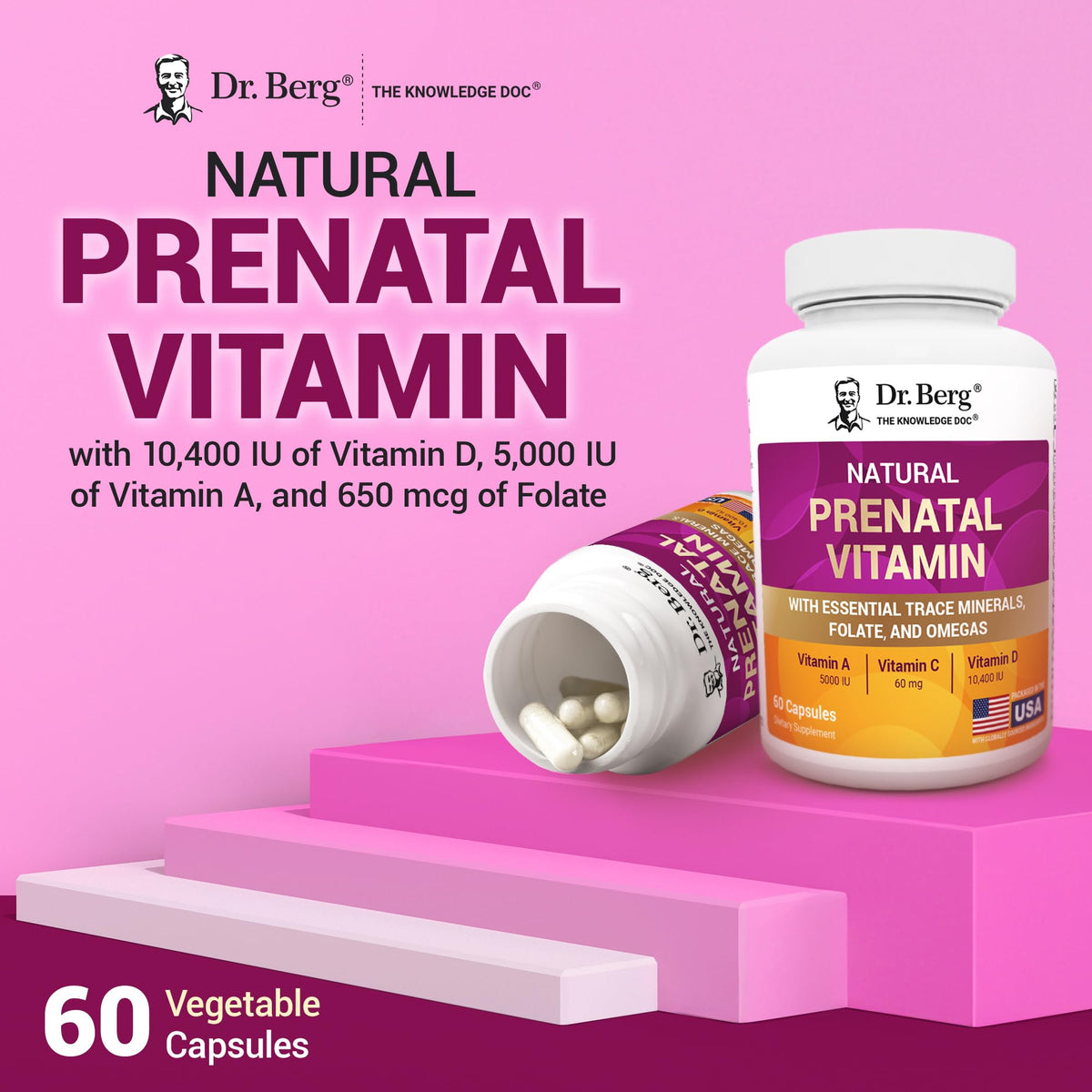 Top view of Dr. Berg prenatal vitamin bottle