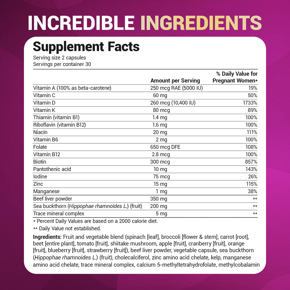 USA imported Dr. Berg prenatal vitamins for women