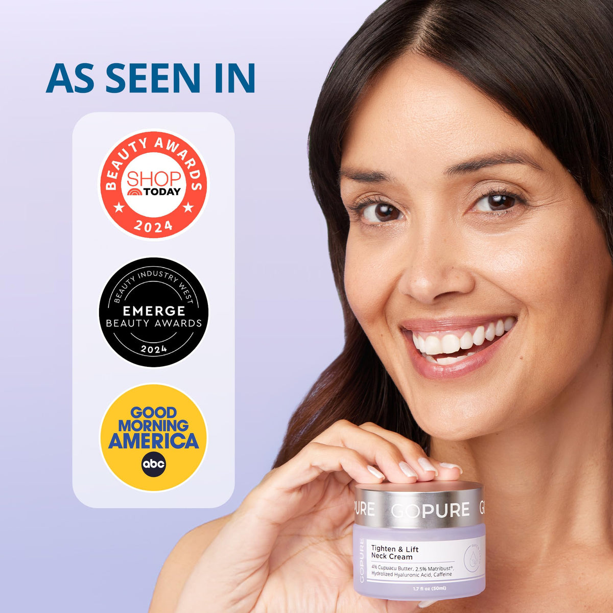 Application of goPure neck cream on neck area