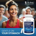 Dr Berg Magnesium Glycinate capsules spilled next to the premium dietary supplement bottle