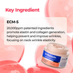 Korean skincare neck firming cream by Dr.Melaxin containing ECM-5 complex for sagging skin.