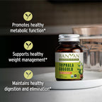 Banyan Botanicals Triphala Guggulu supplement facts and organic certified ingredient label text