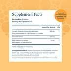 Side angle of the Youtheory Turmeric bottle highlighting the nutritional supplement facts panel and dosage instructions.