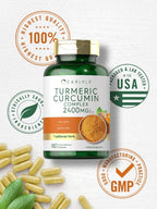 Top down shot of Carlyle Turmeric Curcumin supplement showing the tamper-evident safety seal on the bottle cap