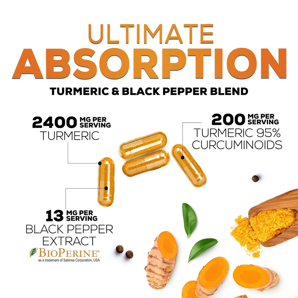 Nature's Nutrition Turmeric Curcumin premium joint and wellness supplement bottle display
