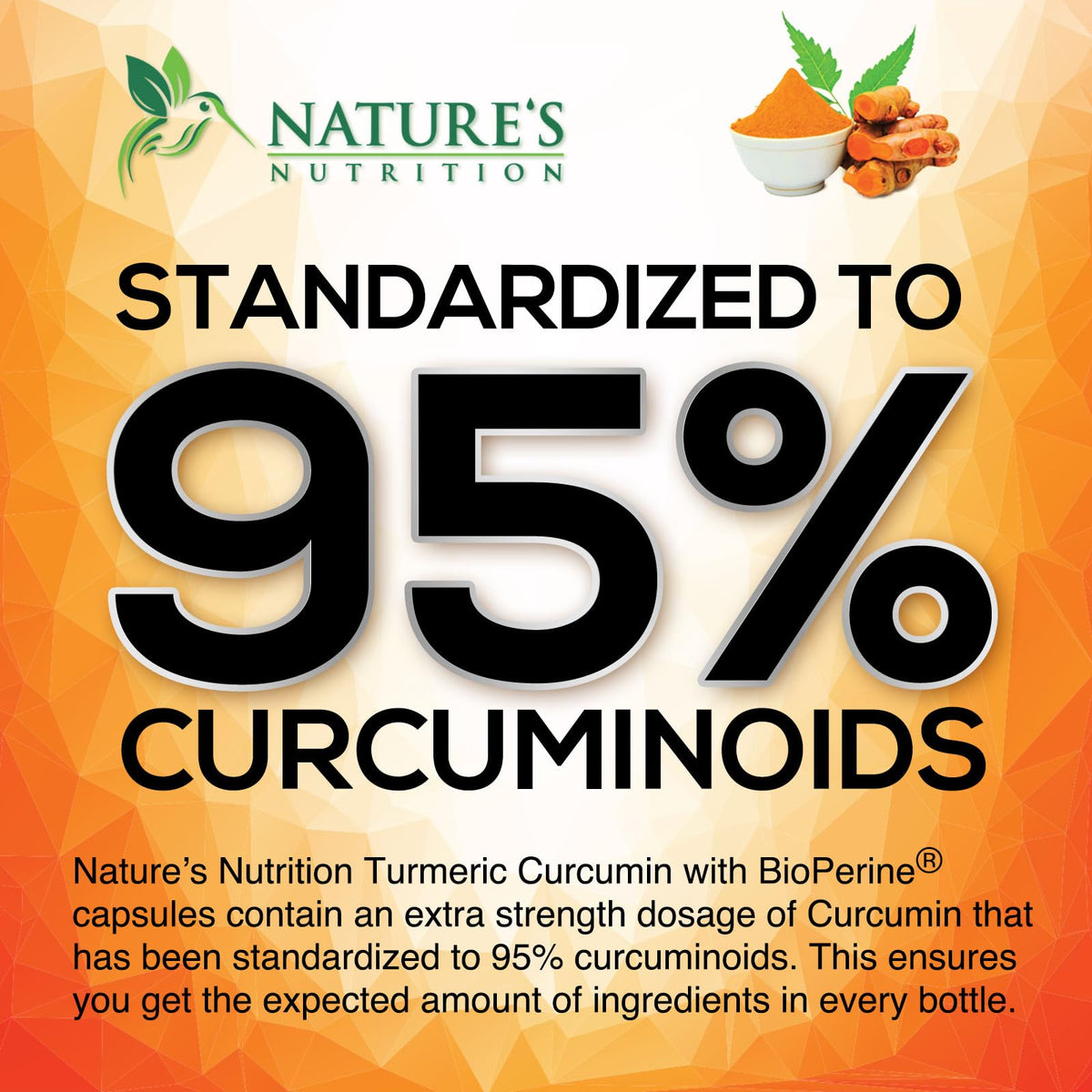 Vegan capsules of Nature's Nutrition Turmeric Curcumin with BioPerine