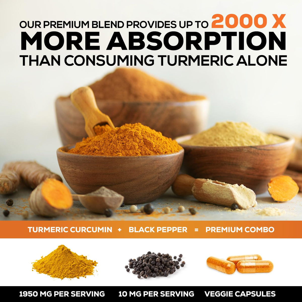 USA imported Nature's Nutrition organic turmeric dietary supplement container side view