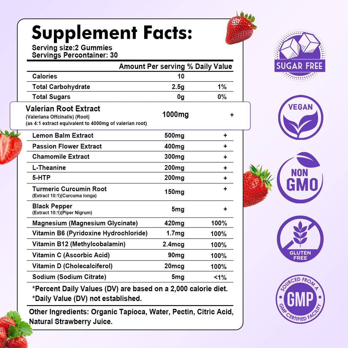 Sijigood strawberry flavored melatonin free sleep supplements close up view