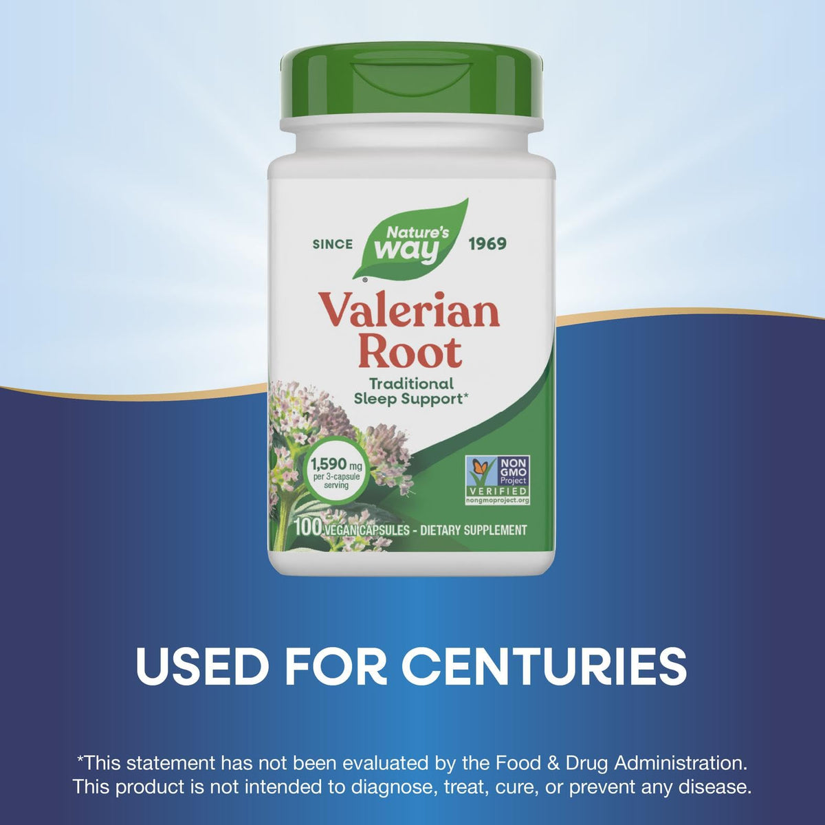 Authentic imported Nature's Way herbal sleep aid vegan capsules bottle displayed clearly