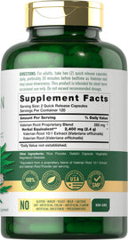 Carlyle Valerian Root supplement label details showing high potency extract ingredients
