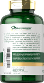 Back side of Carlyle Valerian Root 240 count packaging highlighting non GMO gluten free symbols