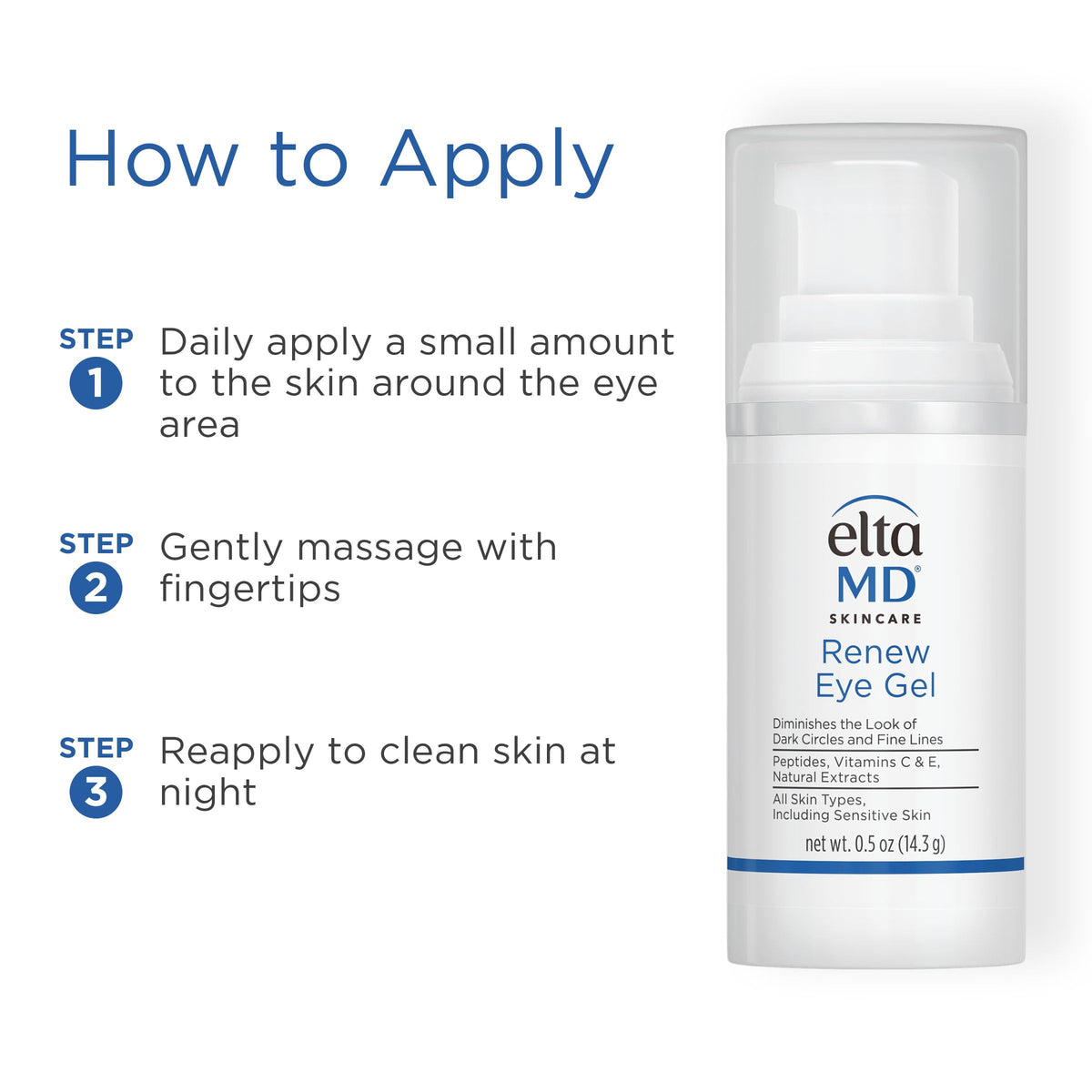 USA imported EltaMD under eye brightener gel for tired and swollen eyes